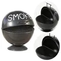 Produktbild: LS-LebenStil XL Sturmaschenbecher Smoke Schwarz Weiß Kugelgrill 15x14cm mit Deckel Klappdeckel Aschenbecher Windaschenbecher Ashtray Tischaschenbecher lustig Garten Balkon draußen Outdoor