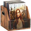 Produktbild: Schallplattenaufbewahrung Holz Metall bis 60 Vinyl Lager Box Rustikal Schwarz...