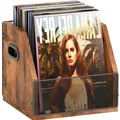 Produktbild: Schallplatten-Aufbewahrungskiste Holz Metall rustikal Schwarz Braun 60 LPs