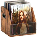 Produktbild: Schallplatten-Aufbewahrungsbox Metall Holz 60 Vinyl-LPs Rustikal Braun Schwarz