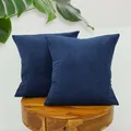 Produktbild: Amilian 2er Set Kissen mit Füllung und Bezug – Dekokissen für Sofa, Bett oder Couch – Zierkissen Set mit weichem Innenkissen – Waschbar & stilvoll - Mitternachtsblau - 40 x 40 cm