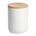Produktbild: Zeller Vorratsdose m. Bambusdeckel 1500 ml Steingut weiß ca. Ø 13 x 17,7 cm