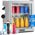 Produktbild: Klarstein Kühlschrank, Mini Kühlschrank mit Glastüre, Mini-Kühlschrank für Getränke, Snacks & Kosmetik, Kühlschrank Klein & Leise, Verstellbare Ablagen, Kleiner Skincare Kühlschrank 12-18°C, 32L