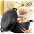 Produktbild: Krustenzauber Brotbackform Brotbackform Gusseisen Topf Brot Backen inkl. Gärkorb Ø 26 cm
