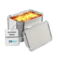 Produktbild: Aluschale mit Deckel 21x14x4 cm 100 Stück Grill Menüschale für Aufläufe 845 ml