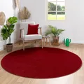 Produktbild: Steffensmeier Kurzflor Teppich Ibiza - Rund | Rund | Wohnzimmerteppich | modern | strapazierfähig und pflegeleicht | Rot | Größe: Ø 80 cm