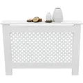 Produktbild: ECD Germany Heizkörperverkleidung mit Wabenmuster 112x19x82 cm Weiß MDF Lackiert
