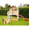 Produktbild: Axi Marc Spielhaus Braun - Weiß mit Roter Rutsche 212 x 432 x 293 cm