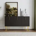 Produktbild: Merax Sideboard mit 3 Türen und verstellbaren Einlegeböden, Kommode mit Metallsockel, Anrichte Buffet Schließfachschrank Schrank, 138x80.5x40cm,Schwaz