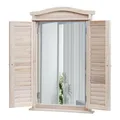 Produktbild: MCW Wandspiegel Badspiegel Badezimmer Spiegelfenster mit Fensterläden, 71x46x5cm ~ shabby naturfarben