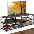 Produktbild: tectake® Industrial TV Lowboard, Fernsehschrank bis zu 60/70 Zoll, Sideboard Wohnzimmer, TV Schrank, Regal Kommode mit offenen Fächern, HiFi Rack - 141 cm, Industrial Holz dunkel, rustikal