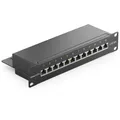 Produktbild: deleyCON CAT6a Patchpanel 12 Port Netzwerk LAN Verteilerfeld 10 Zoll Rackeinbau