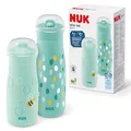 Produktbild: NUK Mini-Me Cup Set für Kleinkinder | Sip & Flip-Aufsätze | 9-12+ Monate | 300 ml & 500 ml | Trinkflaschen für Kinder | Auslaufsichere, beißfeste Tülle & Trinkhalm | Bruchsicher | Mint Dots & Bee