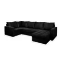 Produktbild: Masseno Ecksofa LORIVO L-S mit Schlaffunktion U-Form, Sofa mit Bettkasten, Wohnzimmersofa, Couch, Soffa, Bettsofa, Couchgarnitur- Schwarz, Kronos 07