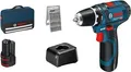 Produktbild: Bosch Professional Akku-Bohrschrauber GSR 12V-15 | 12V | 2x 2.0Ah Akku & Ladegerät | 25-tlg. Bit-Set | kompakt | blau