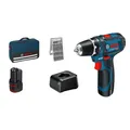 Produktbild: Bosch Akku-Bohrschrauber GSR 12V-15 2x 2,0Ah Akku + Lader + Bit-Set 25 in Tasche