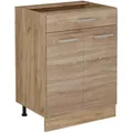 Produktbild: Vicco Küchenunterschrank, Sonoma Eiche, Honigeiche, Holzwerkstoff, 3 Fächer, Rechteckig, 60x81.6x46 cm, Küchen, Küchenmöbel, Küchenschränke, Küchenunterschränke