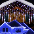 Produktbild: Lichterkette Außen Strom für Balkon LED Eisregen Outdoor Lichtervorhang Weihnachtsbeleuchtung 8 Modus Weihnachtsdeco Draußen für Traufe Fenster 16 Zapfen