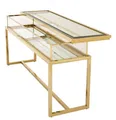 Produktbild: Eichholtz Luxus Glas Vitrine Edelstahl Gold B 160 x T 45 x H 77 cm Harvey