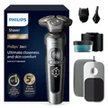 Produktbild: PHILIPS Rasierer S9000 Prestige - Elektrischer Nass- und Trockenrasierer, glänzendes Chrom, Lift & Cut-Rasiersystem, SkinIQ-Technologie, Bartstyler, Reinigungsstation & Qi-Ladepad (Modell SP9885/35)