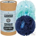 Produktbild: Temple Spring - Recycelter Duschschwamm, Loofah Körperpeeling, Duschschwamm, Peelingschwamm, Badeblume, Luffa Djampe, Bath Schwamm, Badeschwamm für Damen und Herren – Ozeanblau