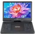 Produktbild: VEVOR tragbarer DVD-Player mit drehbarem HD-Bildschirm (358 mm), eingebauter Akku mit 4,5-5 h Laufzeit, 2 Lautsprecher, unterstützt Synchronisierung von TV/USB/SD-Karte/CD/DVD, Autoladegerät schwarz