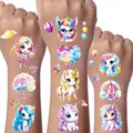 Produktbild: Einhorn Glitzer Tattoo Set Kinder, 12 Blätter Einhorn Temporäre Glitzer Tattoo K