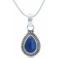 Produktbild: mantraroma Kette mit Anhänger NILA Tropfen aus 925 Silber mit Lapis Lazuli (Kettenanhänger uns Kette), 925 Sterling Silber Ketten mit Kettenanhänger für Damen blau 45