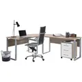 Produktbild: Mid.you Büro Office Edition - Büro Set 0, Weiß, Sonoma Eiche, Metall, Holzwerkstoff, 3 Schubladen, Made in Germany, erweiterbar, in verschiedenen Holz-Dekoren erhältlich, Schreibtisch seitenverkehrt montierbar, abschließbar, Arbeitszimmer, Büromöbelsets & -serien, Büromöbel-Sets
