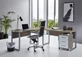 Produktbild: BMG Möbel Office Edition Tabor Schreibtisch Winkelschreibtisch mit abschließbarem Rollcontainer in Eiche Sonoma/Weiß 205 * 177 cm Arbeitsfläche