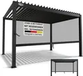 Produktbild: Juskys Lamellendach Tahiti 3x4 m inkl. Seitenwand 4 m - Stahl Pergola stabil & wetterfest - Anthrazit