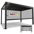 Produktbild: Juskys Lamellendach Tahiti 3x4 m inkl. Seitenwand 4 m - Stahl Pergola stabil & wetterfest - Anthrazit - Grau