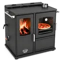 Produktbild: Hybridofen Pellets und Holz Kombiofen Kaminofen mit Backfach und Herdplatte 10kW