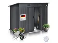 Produktbild: KESSER® - Gerätehaus L Metall 4 m³ mit Fundament 194x112x181 cm 2x Schiebetür & Fundament Geräteschuppen Gartenhaus Schrank Pultdach Garten Schuppen Inkl. Arbeitshandschuhe