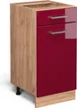 Produktbild: Vicco Küchenunterschrank R-Line, 40 cm ohne Arbeitsplatte, Rot Hochglanz/Goldkraft Eiche
