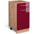 Produktbild: Vicco - Küchenunterschrank R-Line, Bordeaux Hochglanz, 40 cm ohne Arbeitsplatte