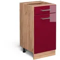 Produktbild: Vicco Küchenunterschrank, Rot, Honigeiche, Holzwerkstoff, 3 Fächer, Rechteckig, 40x81.6x46 cm, Küchen, Küchenmöbel, Küchenschränke, Küchenunterschränke