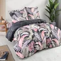 Produktbild: ZIRVEHOME Bettwäsche Set zweiteilig, 155x220cm Bettbezug, Baumwolle, Palmen Design Pink, Hena