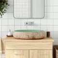Produktbild: Aufsatzwaschbecken Grün und Braun Oval 59x40x15 cm Keramik
