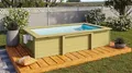 Produktbild: CHILLROI® Karibu Pool aus Massivholz mit Skimmer, Filteranlage & Sand, 2,2 m³ Volumen, Poolfolie, Gartenpool aus Holz mit 56 cm Wassertiefe, inkl. Deck & Schutzvlies