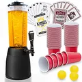 Produktbild: 4,0L Biersäule Zapfsäule Kult Biertower Trinksäule Getränkespender Getränkesäule mit 1,3L Eiskühlung (1x Biertower Schwarz + 50 Getränkebecher + 2 Spiele)