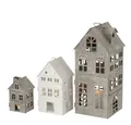 Produktbild: BOLTZE GRUPPE GmbH Kerzenlaterne Kerzenlaterne Firenze Haus Eisen grau/weiß H 13/22/35cm 3 er Set