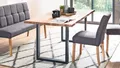 Produktbild: Esstisch Rockford Esszimmertisch Tisch Wildeiche massiv schwarz Baumkante 180x90