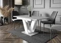 Produktbild: ALTDECOR Esstisch ausziehbar, ideal als Küchentisch, Esszimmertisch - oder Wohnzimmertisch, solide Konstruktion aus Möbelplatte, 120 -160x80x75 cm - Weiß / Betonoptik  - ASIV