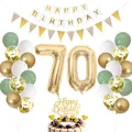 Produktbild: 70. Geburtstag Deko Salbeigrüne - Luftballon für Männer und Frauen, Ballon Grün Weiß Gold, Zahl 70 Folienballon, Tortendeko für Dekoration