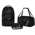 Produktbild: Satch Schulranzen Schulrucksack-Set PACK Ninja Matrix 3-teilig, Kollektion 2025 (3-teilig), ergonomisch, Your-Size-System: auf Körpergröße anpassbar schwarz