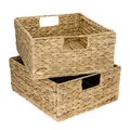 Produktbild: HMF Aufbewahrungskorb, Korb geflochten aus Wasserhyazinthe Seegras, passend für Kallax halbes Fach, 30x34x15cm