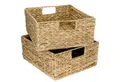 Produktbild: HMF Regalkorb Handgeflochtener Aufbewahrungskorb aus Wasserhyazinthe Seegras (2 St), Aufbewahrungsbox passend für Kallax Regal halbes Fach, 30 x 34 x 15 cm