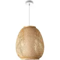 Produktbild: Deckenlampe Bambus Hängeleuchte Boho Wohnzimmer Korblampe Hängend Vintage E27 Natur (Ø32cm), Pendelleuchte - Typ 4 - Paco Home