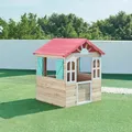 Produktbild: casa.pro Kinderspielhaus Lulä Spielhütte für Kinder ab 3 Jahren 130 x 115 x 100 cm Holz Spielhaus im Freien mit Schrägdach, Fenster, Tür und Fensterläden